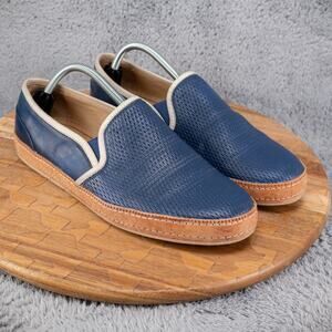 Donald Pliner Mens US 9.5 M Jeffrey Blue Perforated Leather Slip-On Loafers
